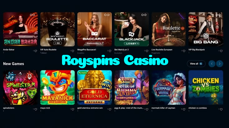 Royspins Casino خوش آمدید بونس +600% پیشکش موبائل ایپ کے پروموشن سیکشن میں دکھائی دیتی ہے۔